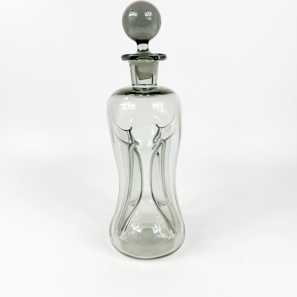Vintage MCM Holmegaard Jacob Bang Kluk Kluk Glass Decanter Smoke Gray 12 Inches